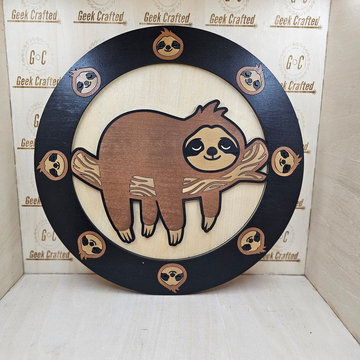 11.5" round hanging sloth sign