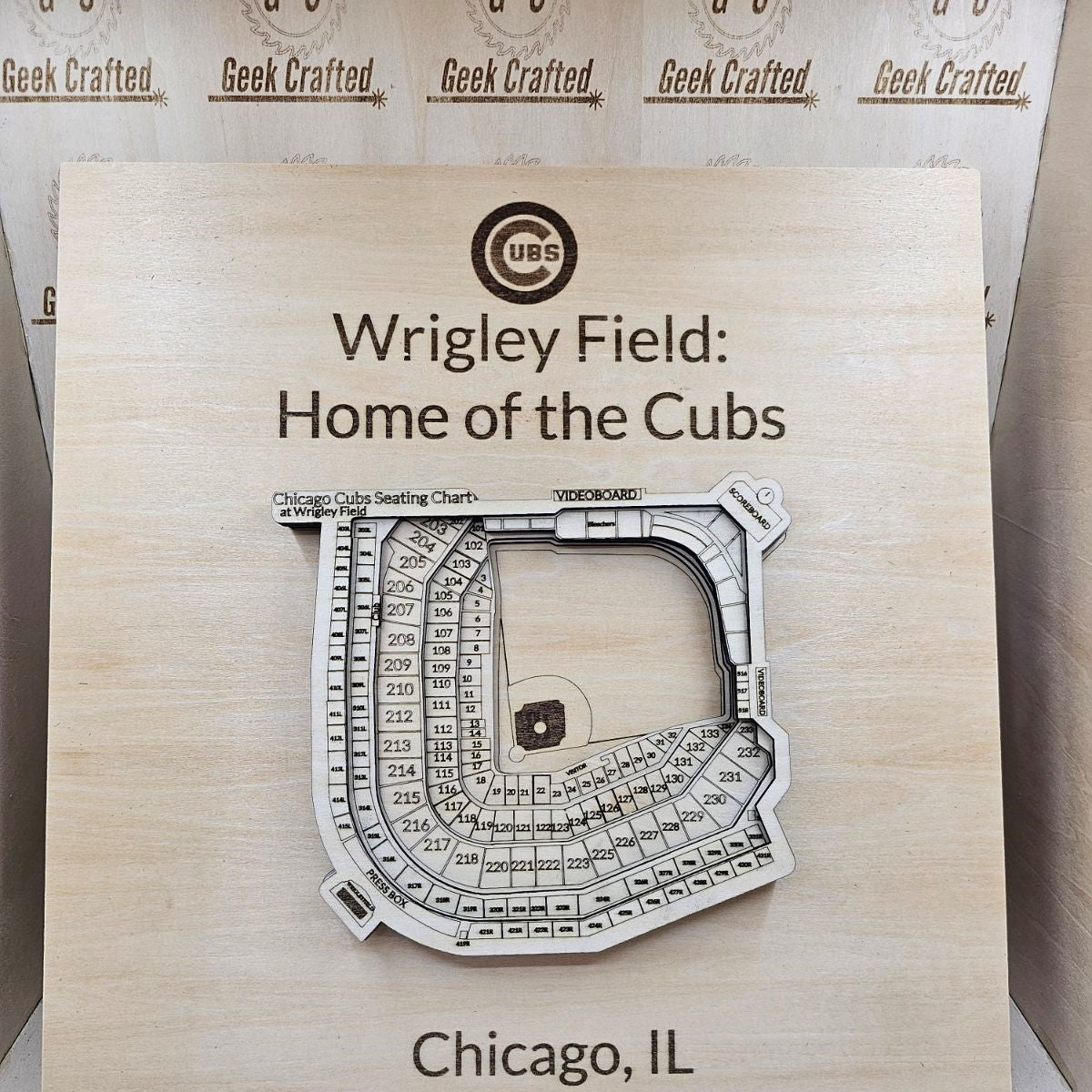 3D Wooden Wrigley Field Seating Chart (12"x12")- Chicago Cubs Design