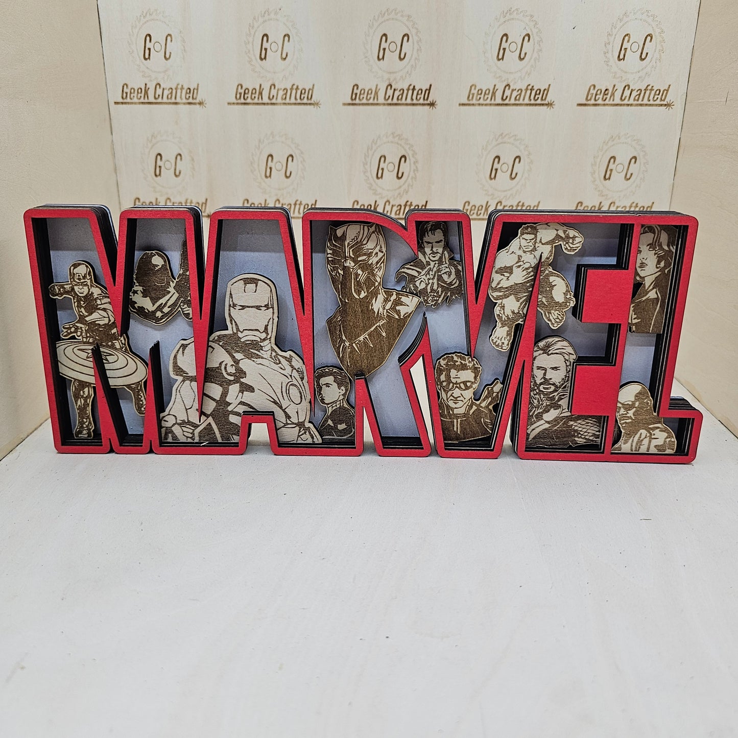Marvel stacked character sign