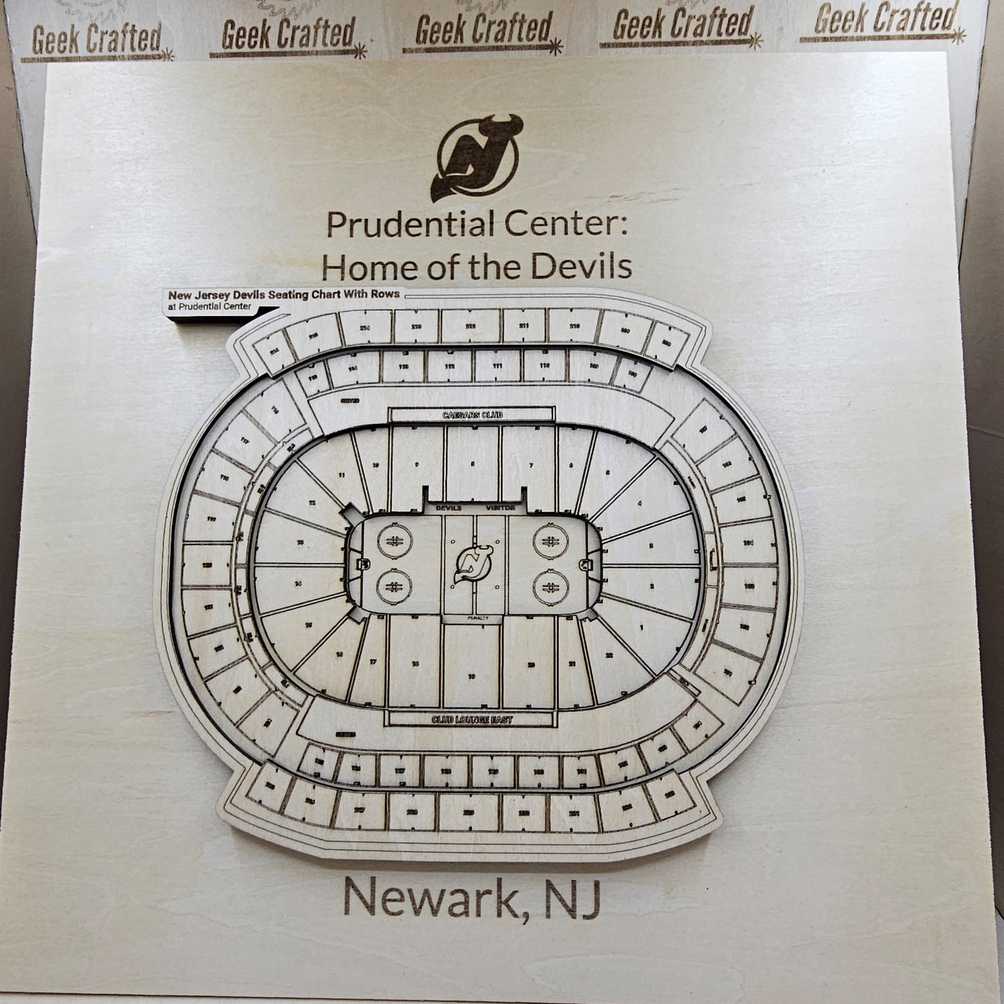 3D Wooden Prudential Center Seating Chart (12"x12") - New Jersey Devils Design