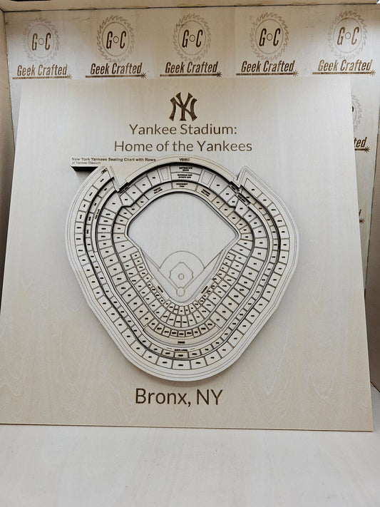 3D Wooden Yankee Stadium Seating Chart (12"x12")