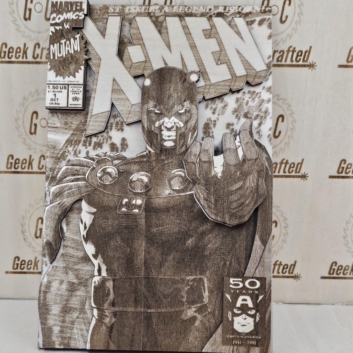 Wooden Layered X-Men Comic Cover