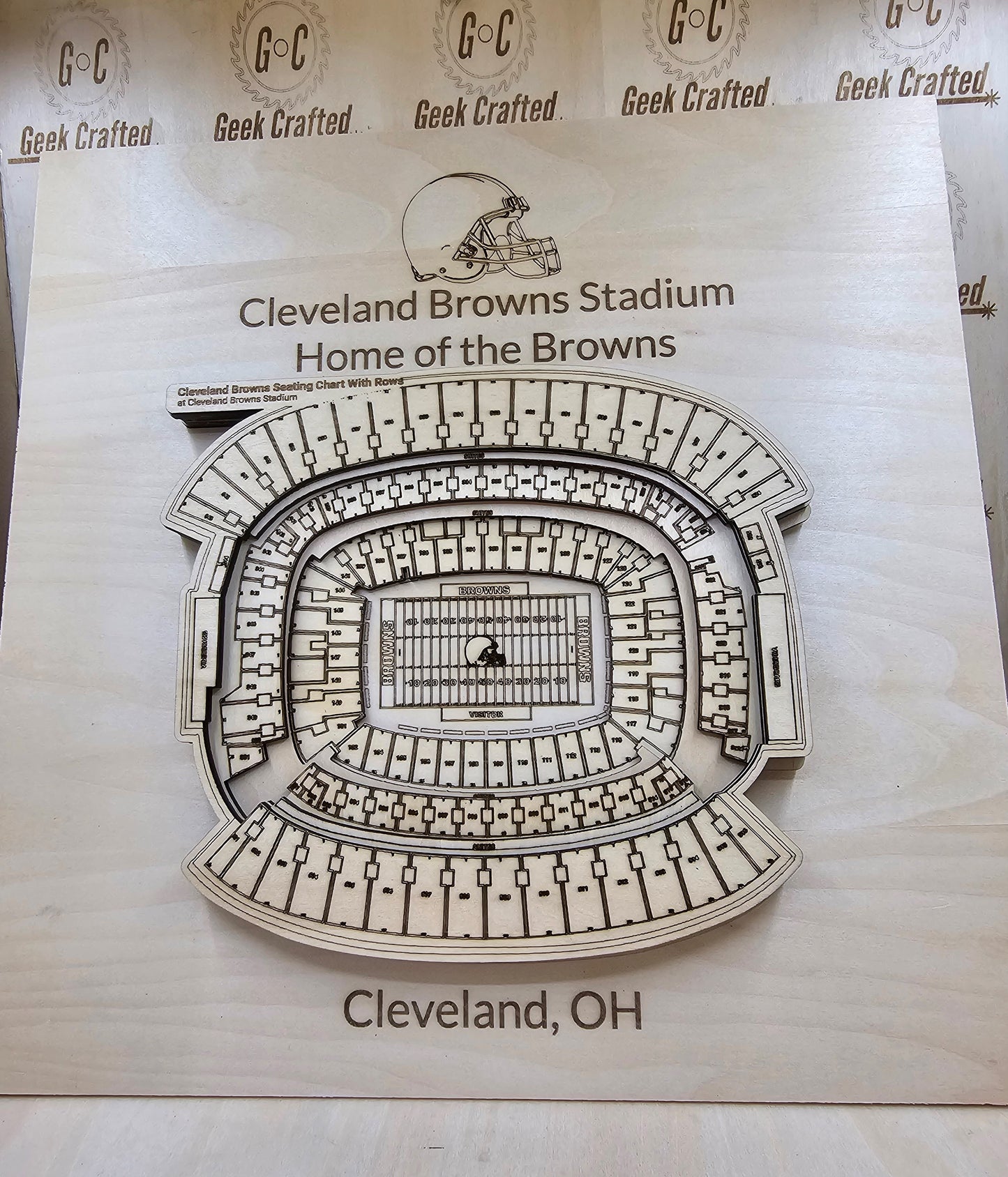3D Wooden Cleveland Browns Stadium Seating Chart (12"x12")