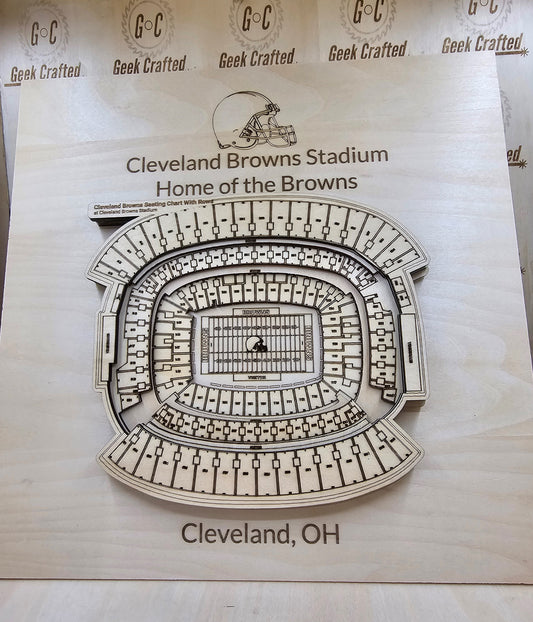 3D Wooden Cleveland Browns Stadium Seating Chart (12"x12")