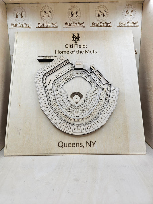 3D Wooden Citi Field Seating Chart (12"x12")New York Mets Design