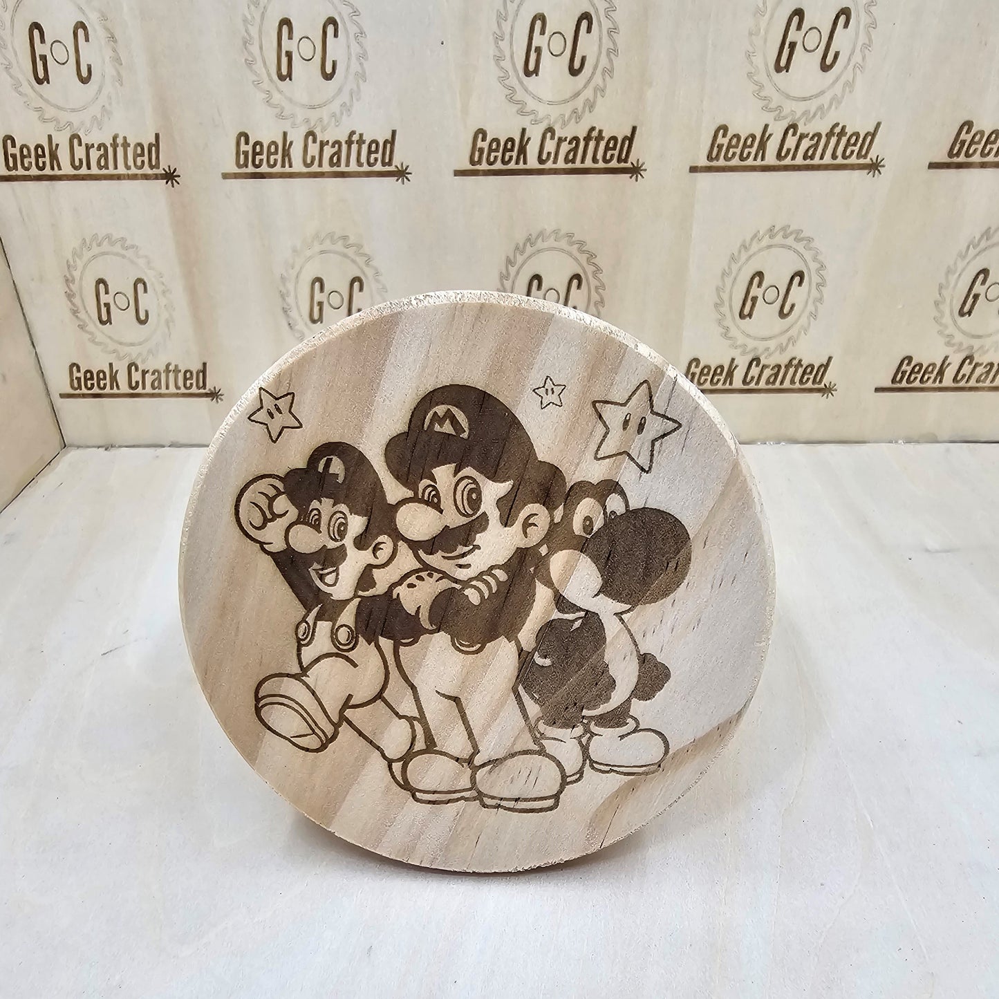 Mario Brothers Themed 4-Inch Wooden Coaster