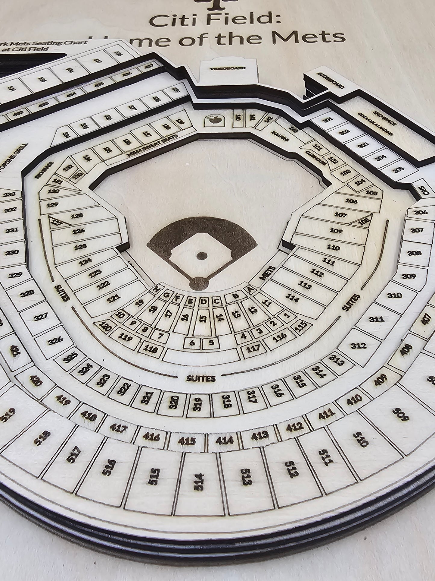 3D Wooden Citi Field Seating Chart (12"x12")New York Mets Design