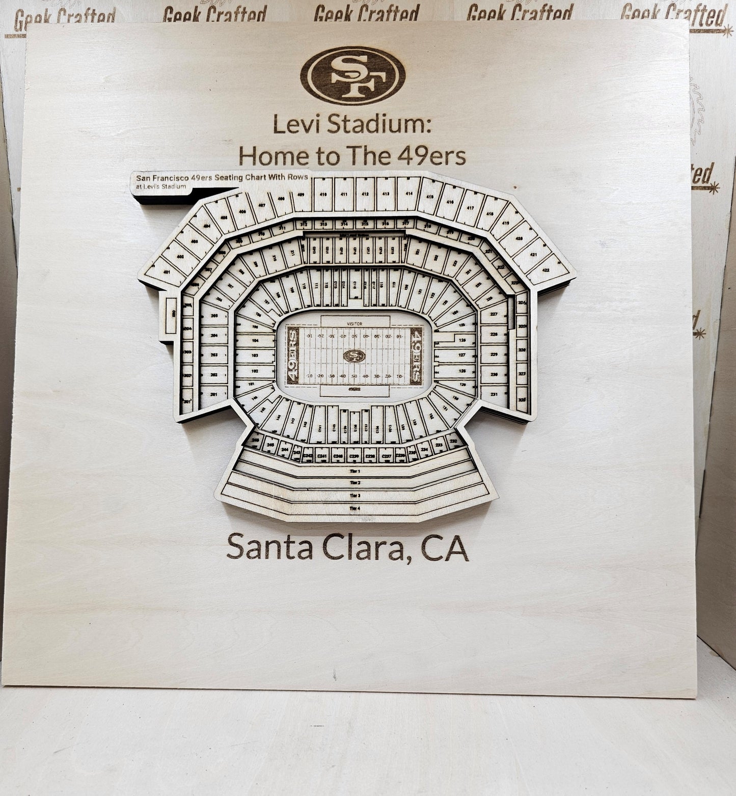 3D Wooden Levi Stadium Seating Chart (12"x12")-San Francisco 49ers Design