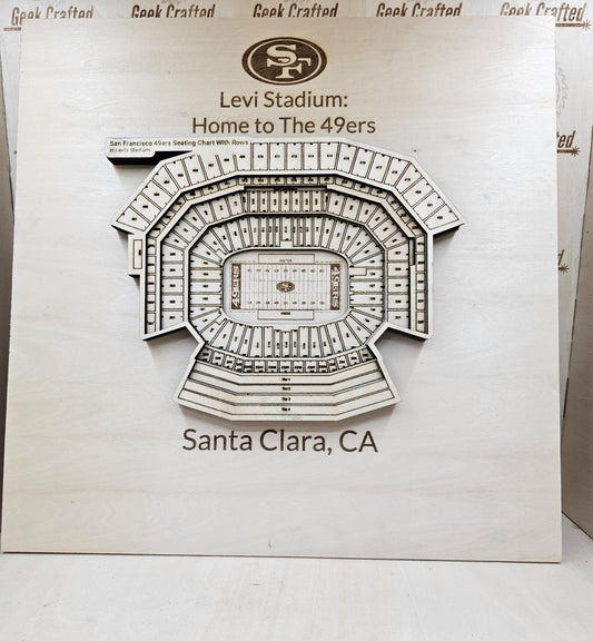 3D Wooden Levi Stadium Seating Chart (12"x12")-San Francisco 49ers Design