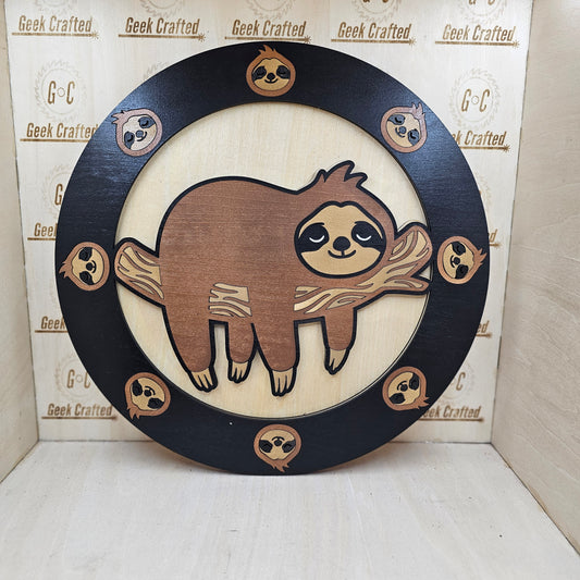 11.5" round hanging sloth sign