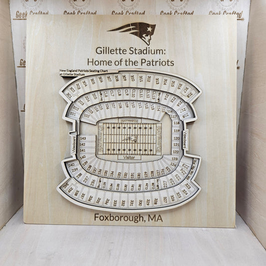 3D Wooden Gillette Stadium Seating Chart (12"x12") - New England Patriots Design
