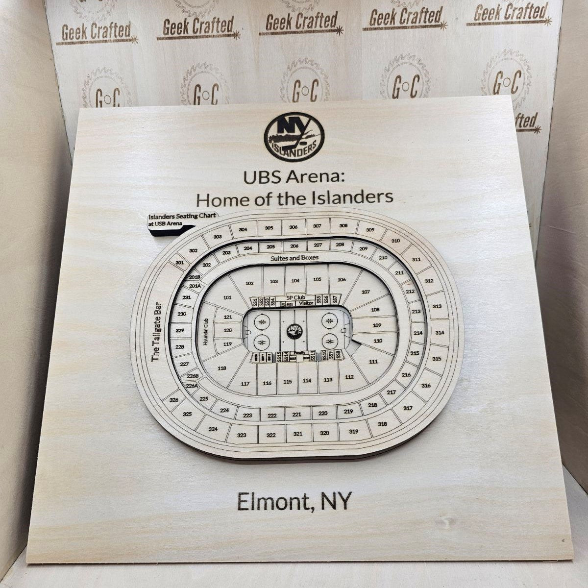 3D Wooden UBS Arena Seating Chart (12"x12") - New York Islanders Design