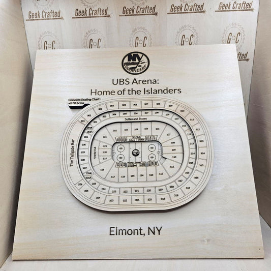 3D Wooden UBS Arena Seating Chart (12"x12") - New York Islanders Design