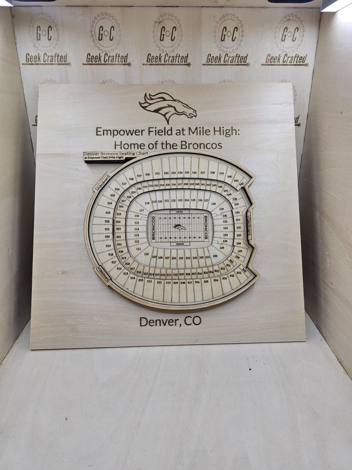 3D Wooden Empower Field Seating Chart (12"x12") - Denver Broncos Design