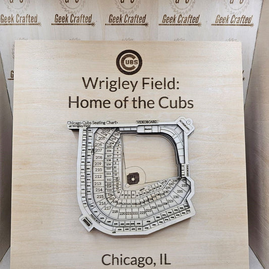 3D Wooden Wrigley Field Seating Chart (12"x12")- Chicago Cubs Design