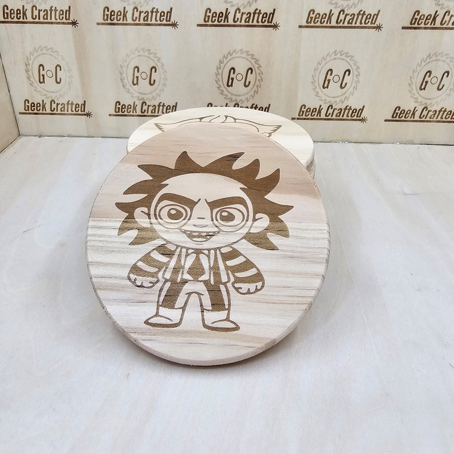 Horror-Themed 4-Inch Wooden Coaster