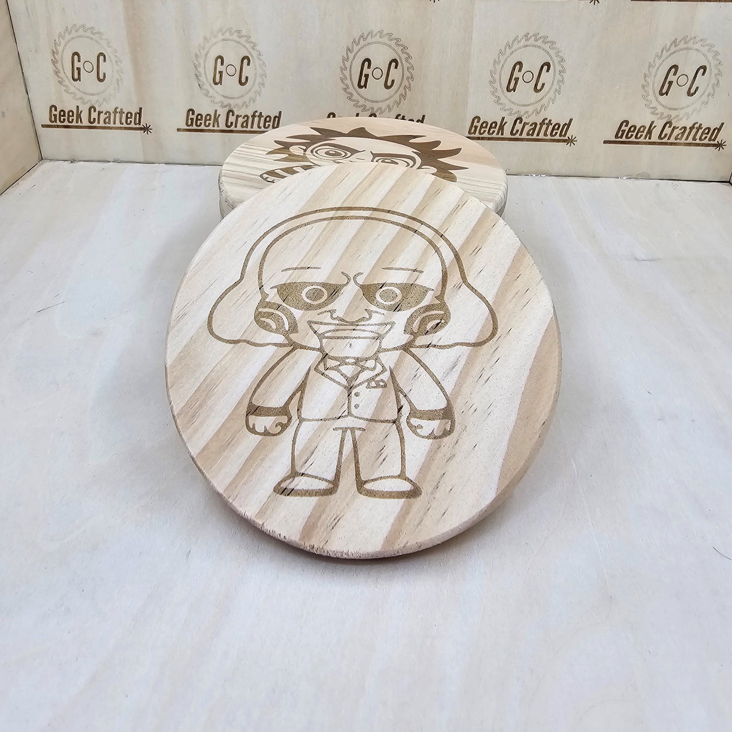 Horror-Themed 4-Inch Wooden Coaster