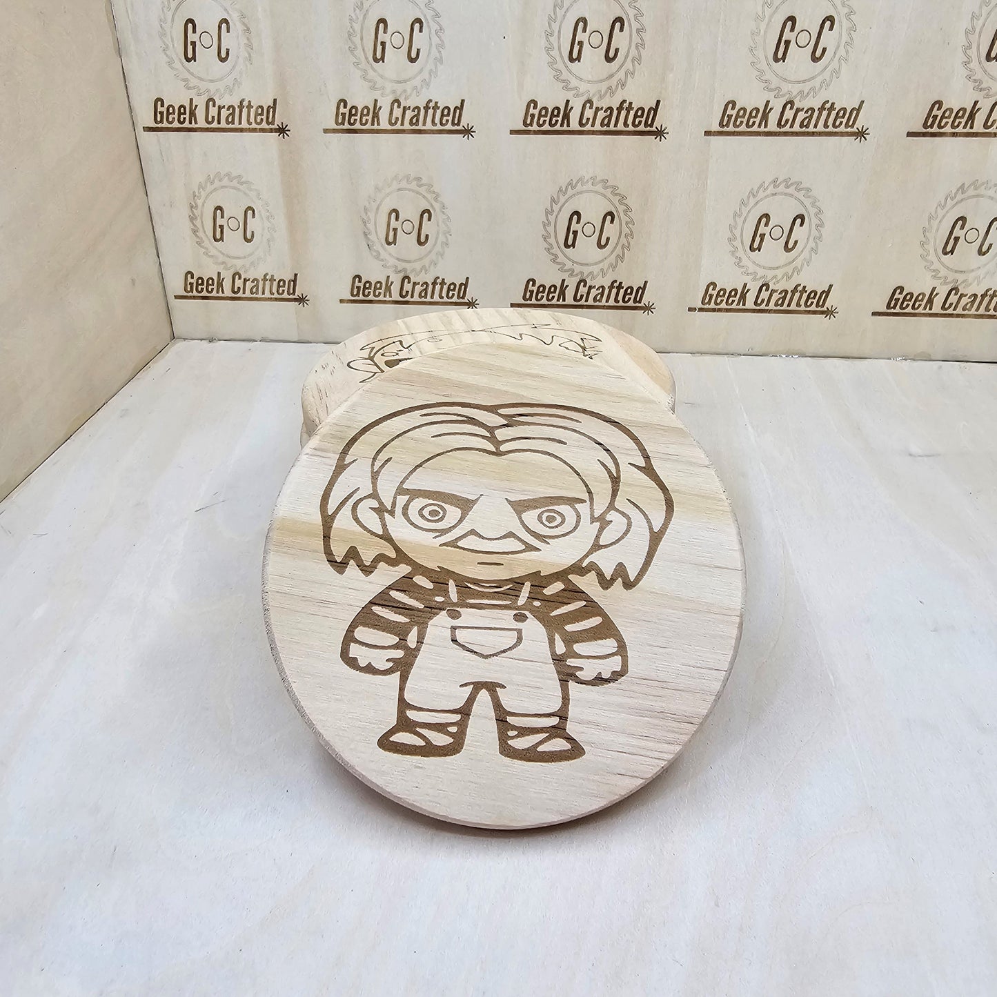 Horror-Themed 4-Inch Wooden Coaster