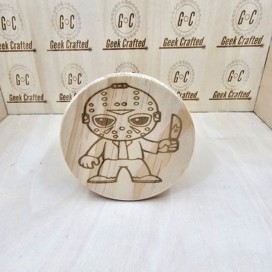 Horror-Themed 4-Inch Wooden Coaster