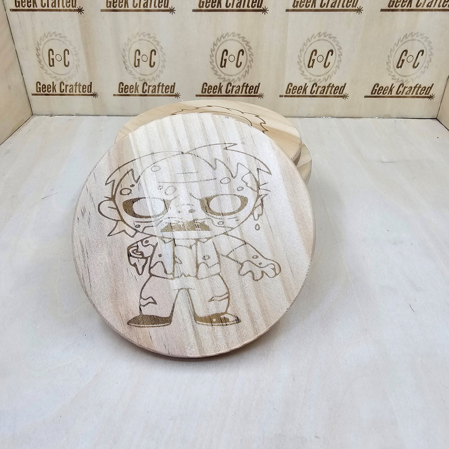 Horror-Themed 4-Inch Wooden Coaster