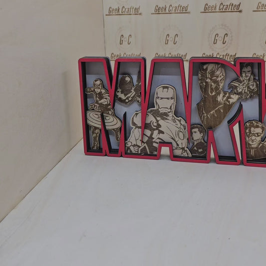 Marvel stacked character sign