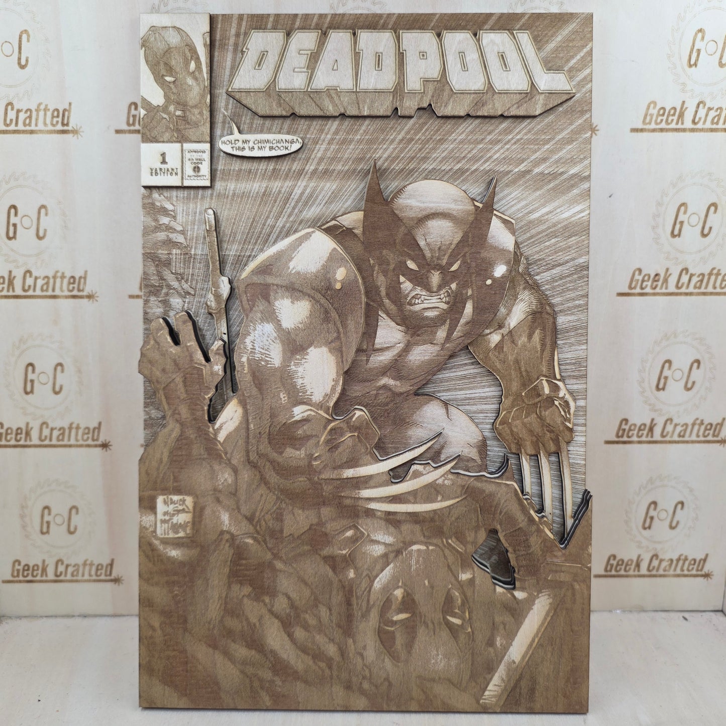 Large Deadpool Wooden Comic Sign